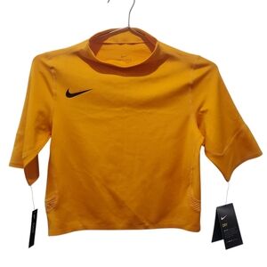 New Nike Air Future Capsule Slim Crop Running Shirt Top DRI-FIT Sz Small Orange